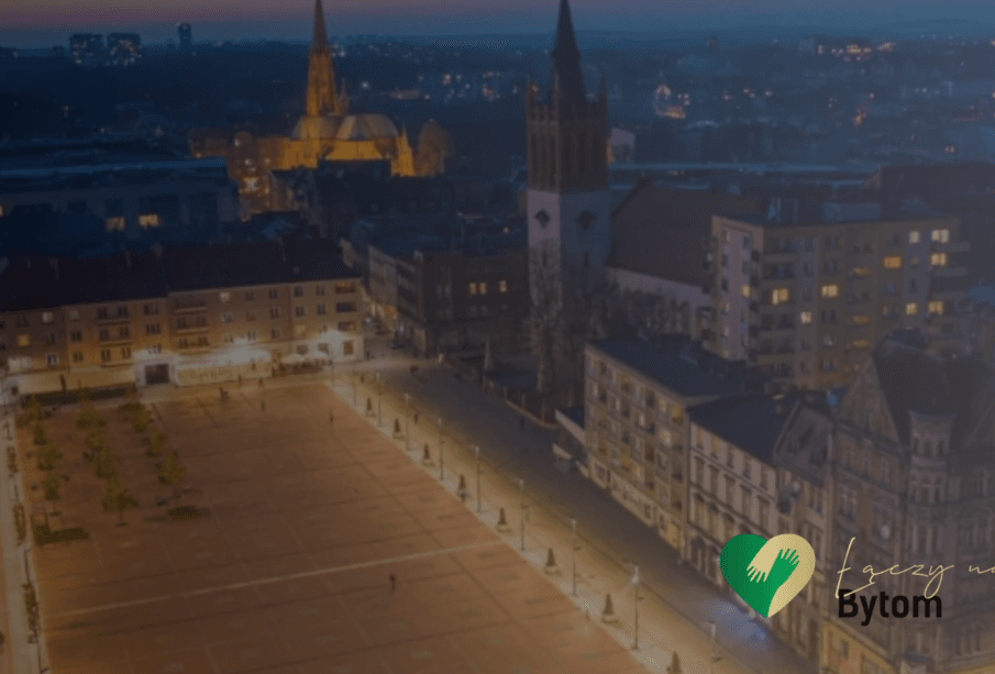 Rynek w Bytomiu nocą